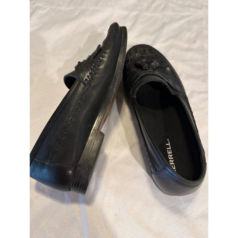 Giorgio Brutini Mens Black Leather‎ Woven Tassel Loafers 9.5 M 8384 Brazil